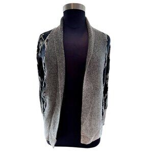 Ecote‎ Womens Sweater Size S Black Gray Open Cardigan Long Sleeve Cotton Casual